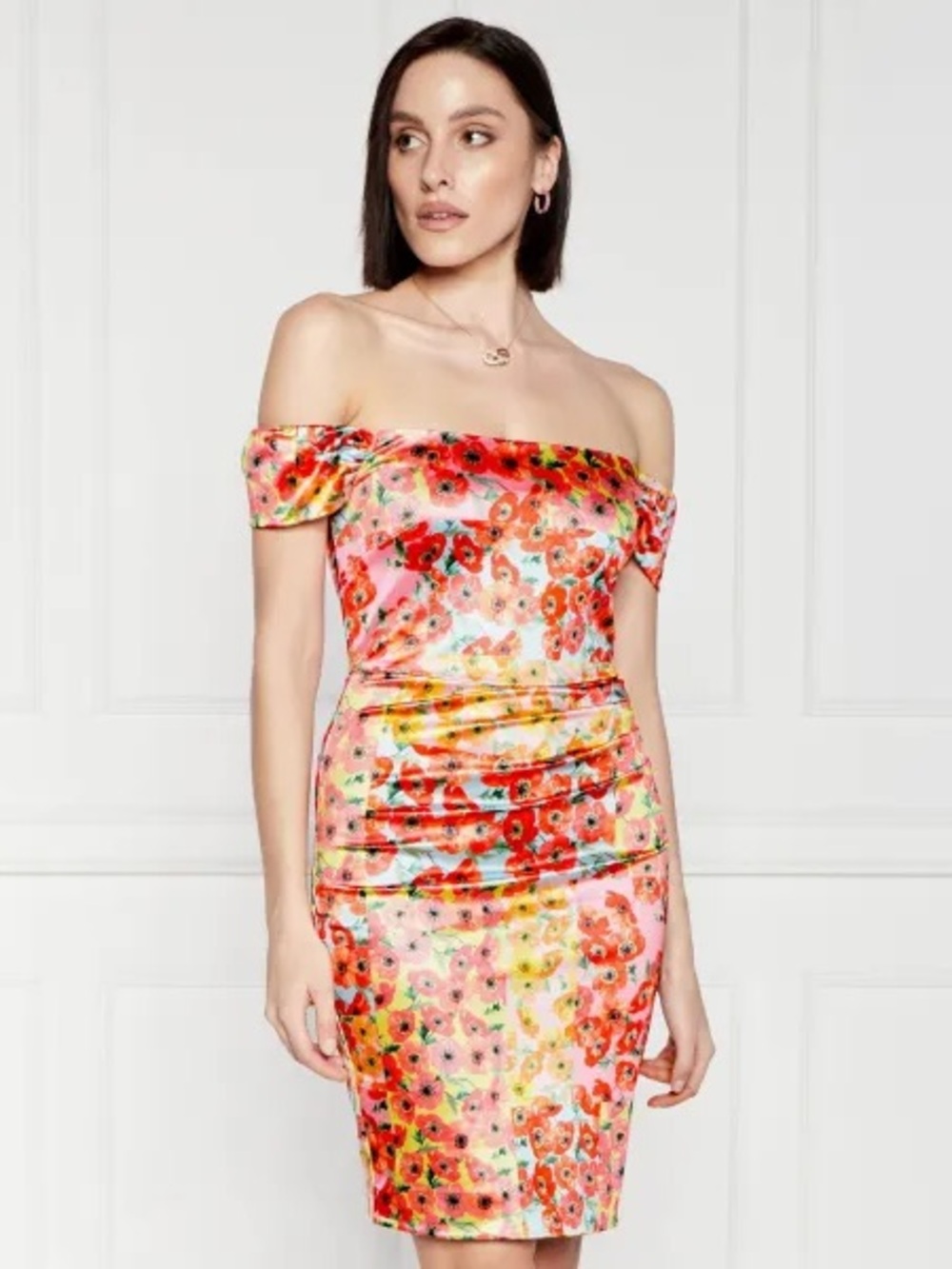 GUESS Camila Off-The-Shoulder Floral Bodycon Dress | Size Small